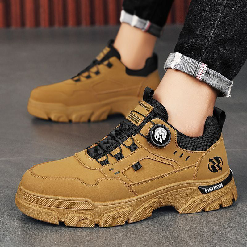 Men's Shoes Autumn New Low Top Foot Pedal Rotating Button Sports and Leisure Trendy Shoes, Outdoor Waterproof Workwear Shoes