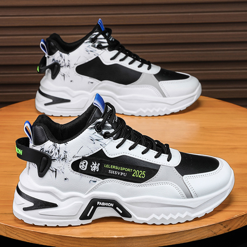 Men's New Casual Sports Thick Soled Running Shoes with Increased Durability and a Mid-Top Design