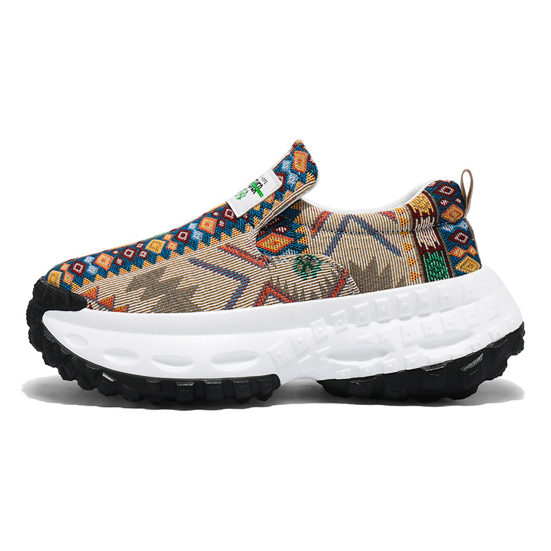 2026 Spring New Men's Shoes Breathable Embroidered Dad Shoes Thick Sole Height Increasing Casual Sports Shoes