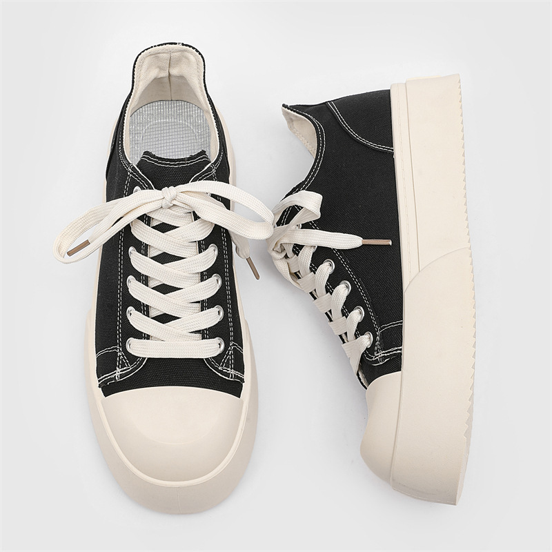 2026 Winter New Retro Canvas Shoes Casual Versatile Classic Board Shoes Thick Soled Men's Shoes