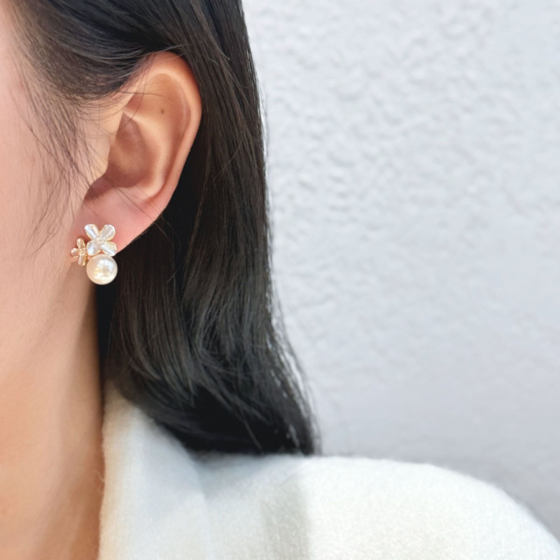New Pearl Gardenia Earrings With Feminine Temperament And Natural High-End Feel