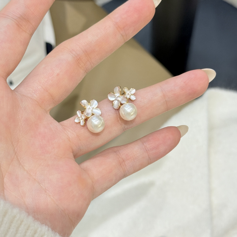 New Pearl Gardenia Earrings With Feminine Temperament And Natural High-End Feel
