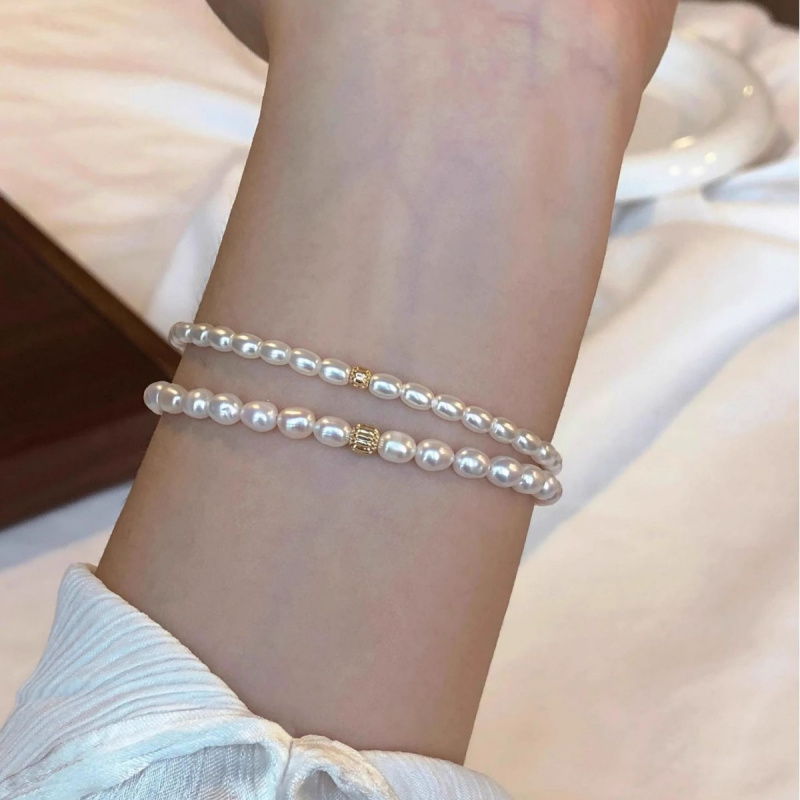 Natural Pearl Splicing Small Gold Bead Temperament Fashionable Bracelet With High-End Feel Light Luxury Bracelet