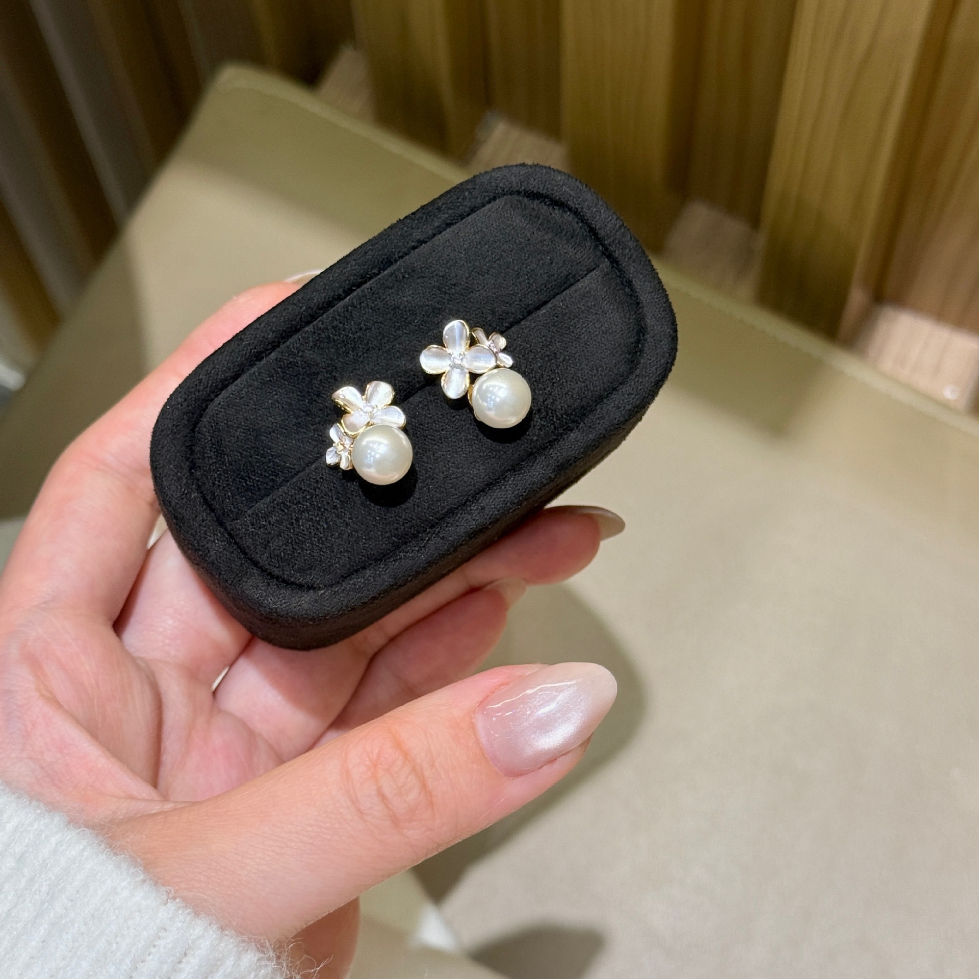 New Pearl Gardenia Earrings With Feminine Temperament And Natural High-End Feel