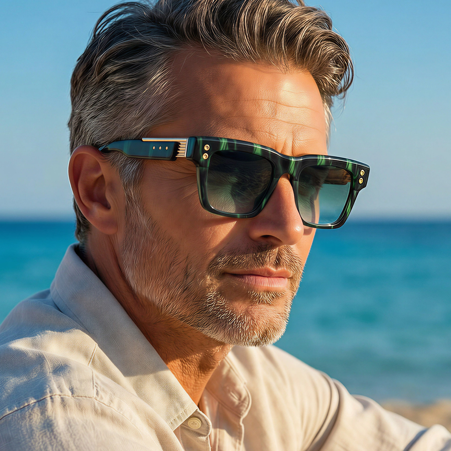 Men's New Fashion Color-Changing Sunglasses, Retro Personality Outdoor Sun Protection Sunglasses