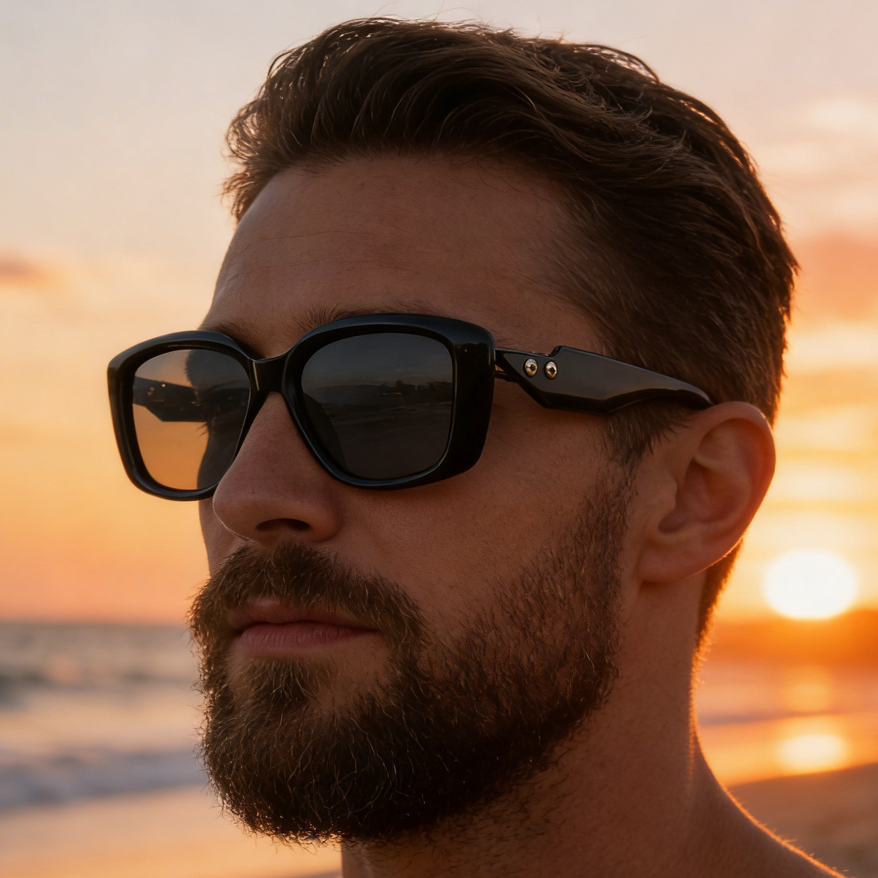 New European And American Fashion Box Polarized Sunglasses For Men, Retro Outdoor Trendy Sunscreen Sunglasses