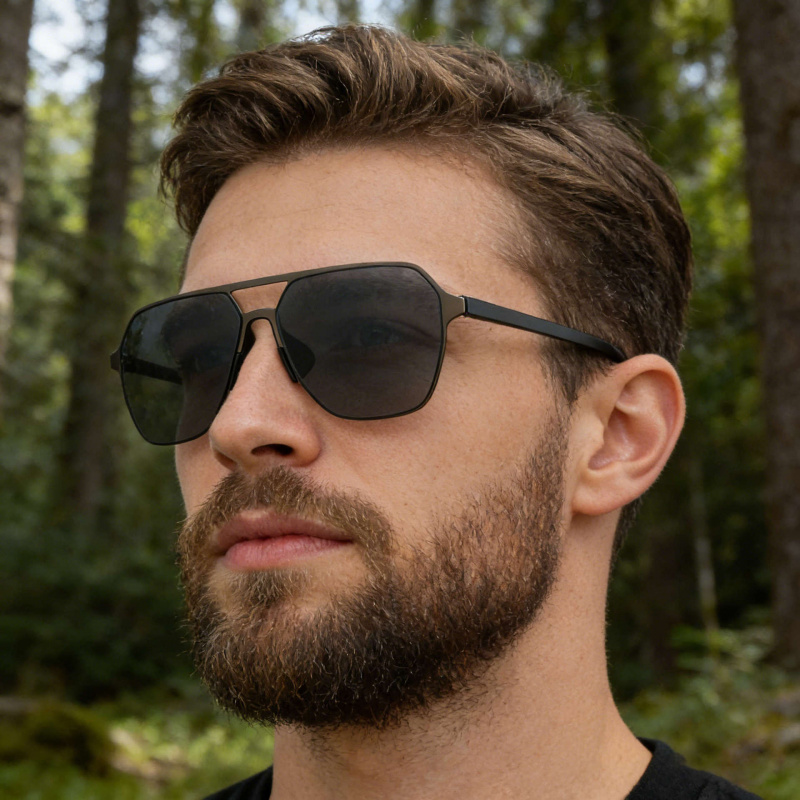 2026 New Fashion Box Polarized Sunglasses For Men, Double Beam Outdoor Driving Sunscreen Sunglasses For Men