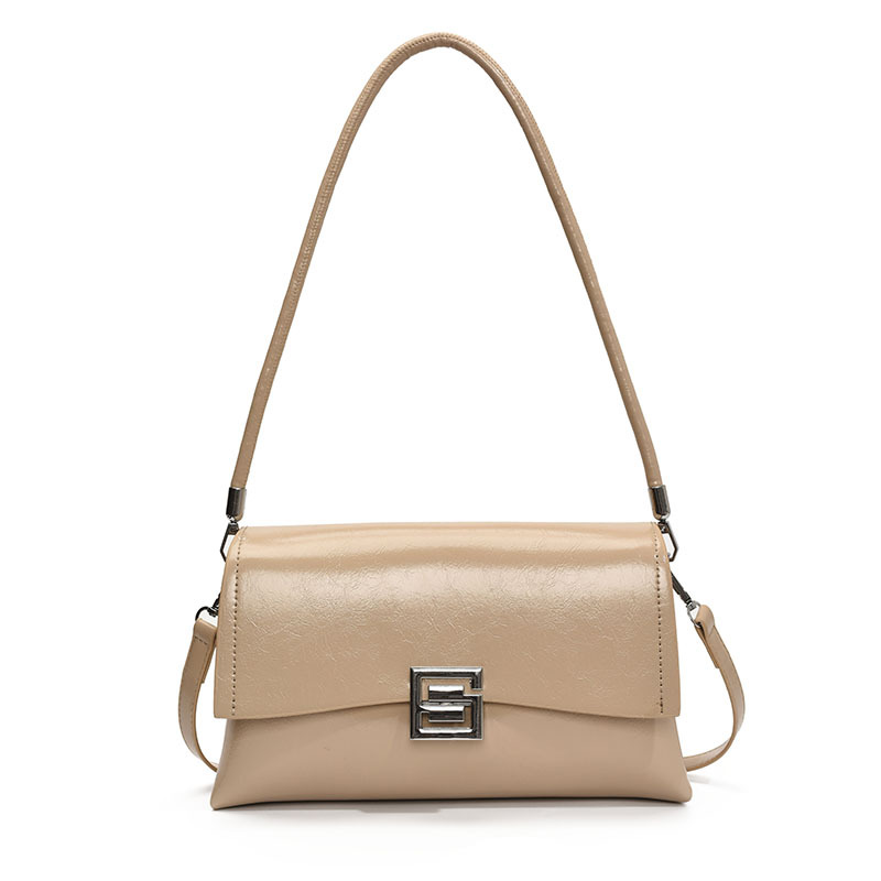 2026 New Underarm Bag Women's Retro Leisure Crossbody Bag Light Luxury Oil Wax Leather Small Square Bag