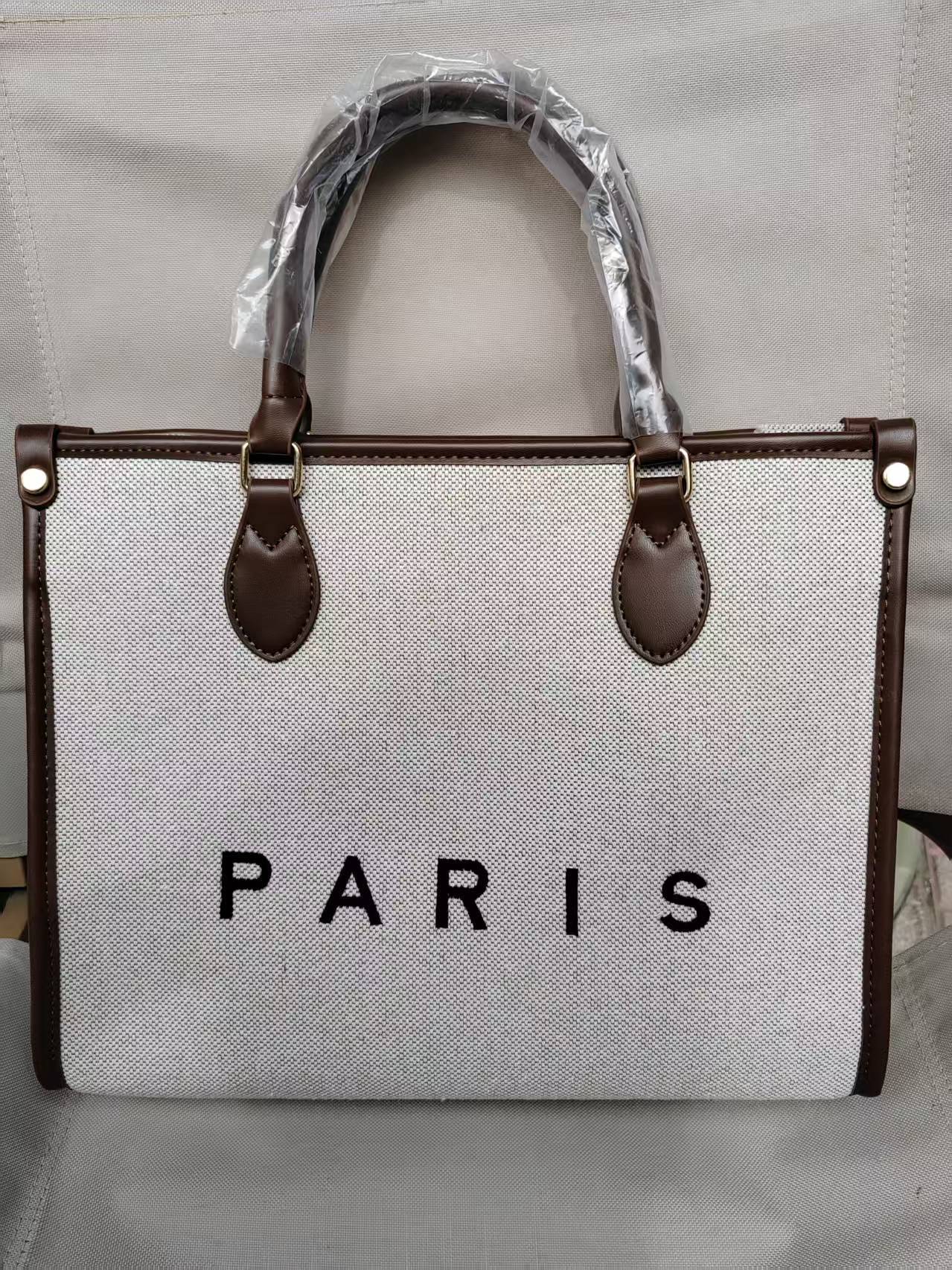 New Canvas Embroidered Letter Handheld Tote Bag With Advanced Sense, Casual Commuter Single Shoulder Crossbody Bag