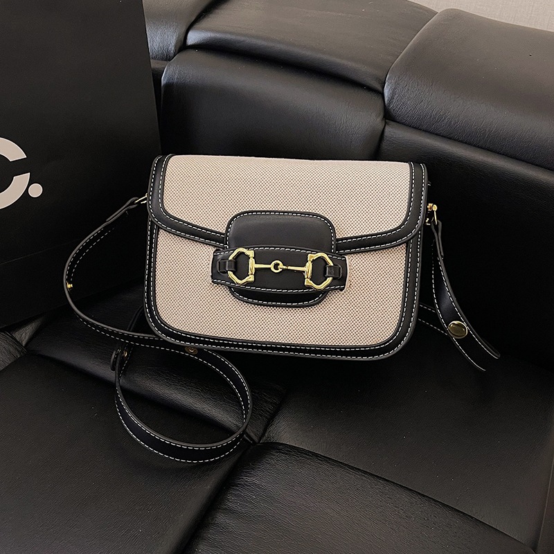 2026 New High-End Fashion Casual Shoulder Crossbody Bag for Women, Vintage Color Blocked Exquisite Saddle Bag
